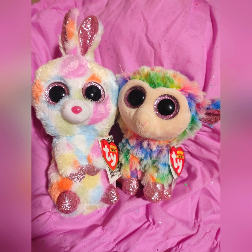 TY April plushies bunny and lamb